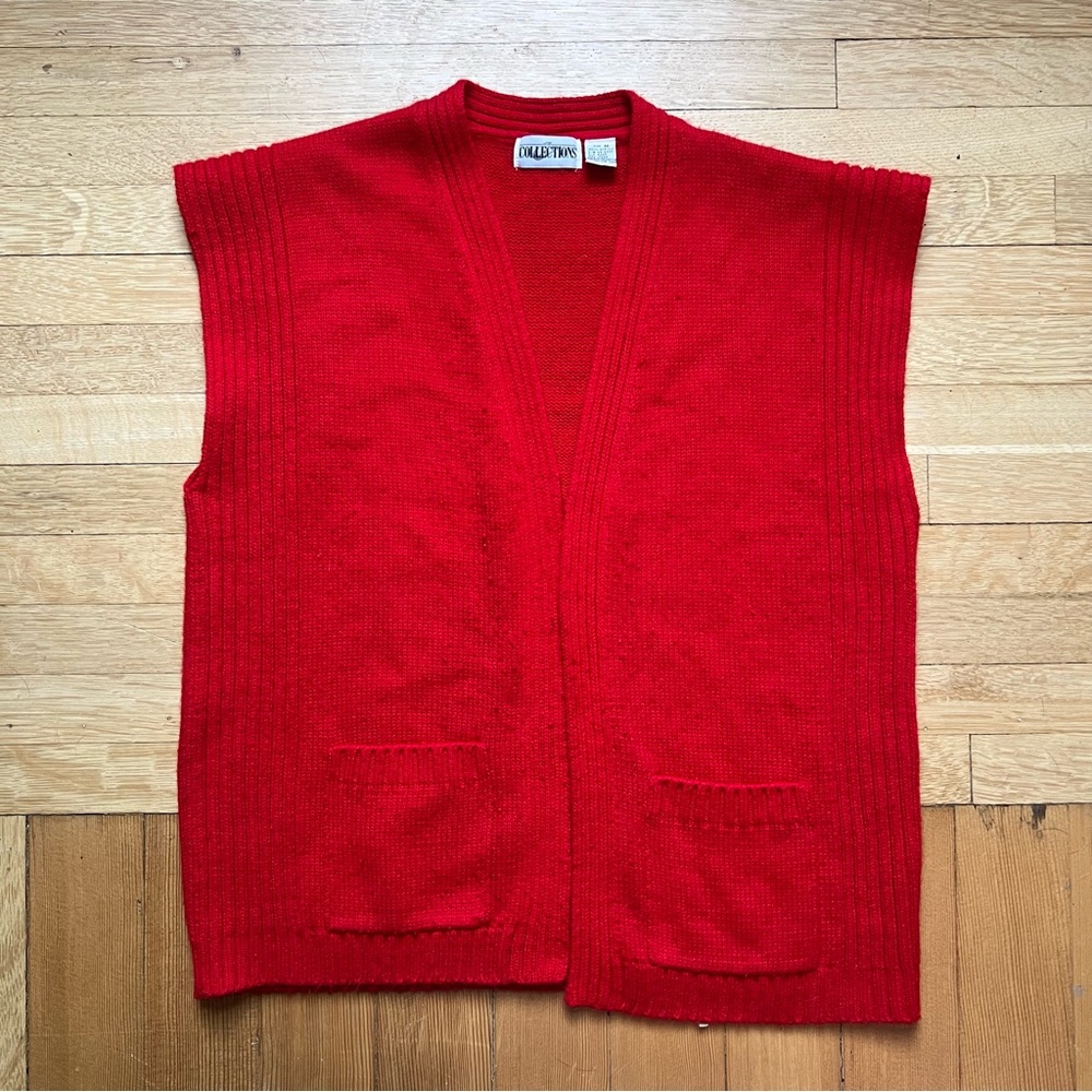 Vintage red sweater vest cardigan